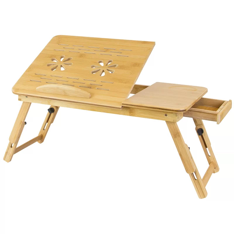 Folding Study Table: Adjustable Bamboo Laptop