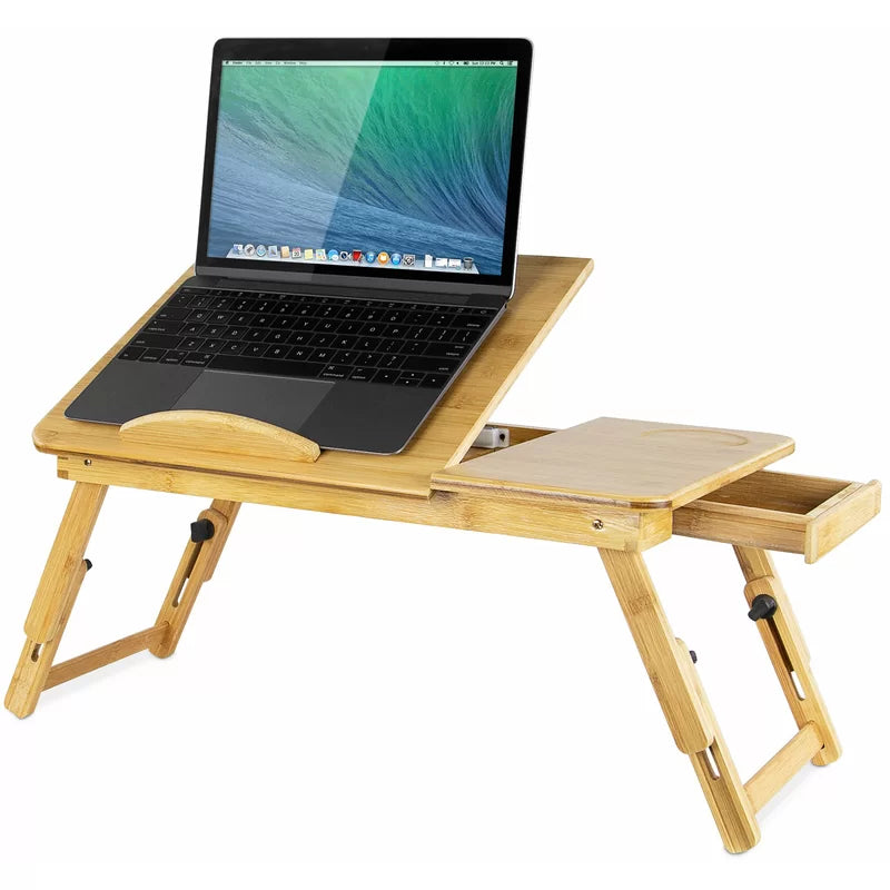 Folding Study Table: Adjustable Bamboo Laptop