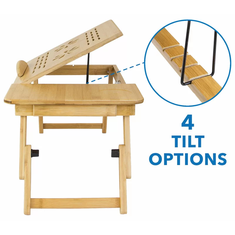 Folding Study Table: Adjustable Bamboo Laptop