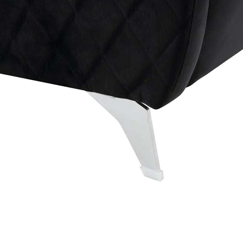 Luxury Sofa Sets: 2-Piece Black Velvet Sofa & Loveseat Set with Chrome Legs