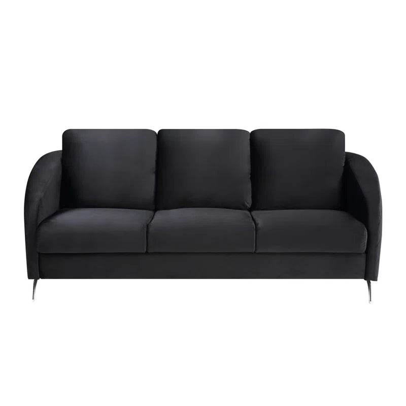 Luxury Sofa Sets: 2-Piece Black Velvet Sofa & Loveseat Set with Chrome Legs