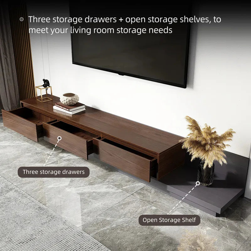 tv panel: 79"-130" Extendable TV Stand with Three Spacious Drawers