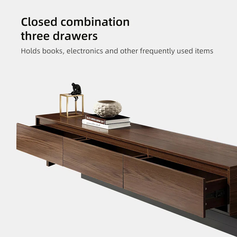 tv panel: 79"-130" Extendable TV Stand with Three Spacious Drawers
