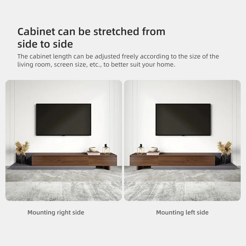tv panel: 79"-130" Extendable TV Stand with Three Spacious Drawers