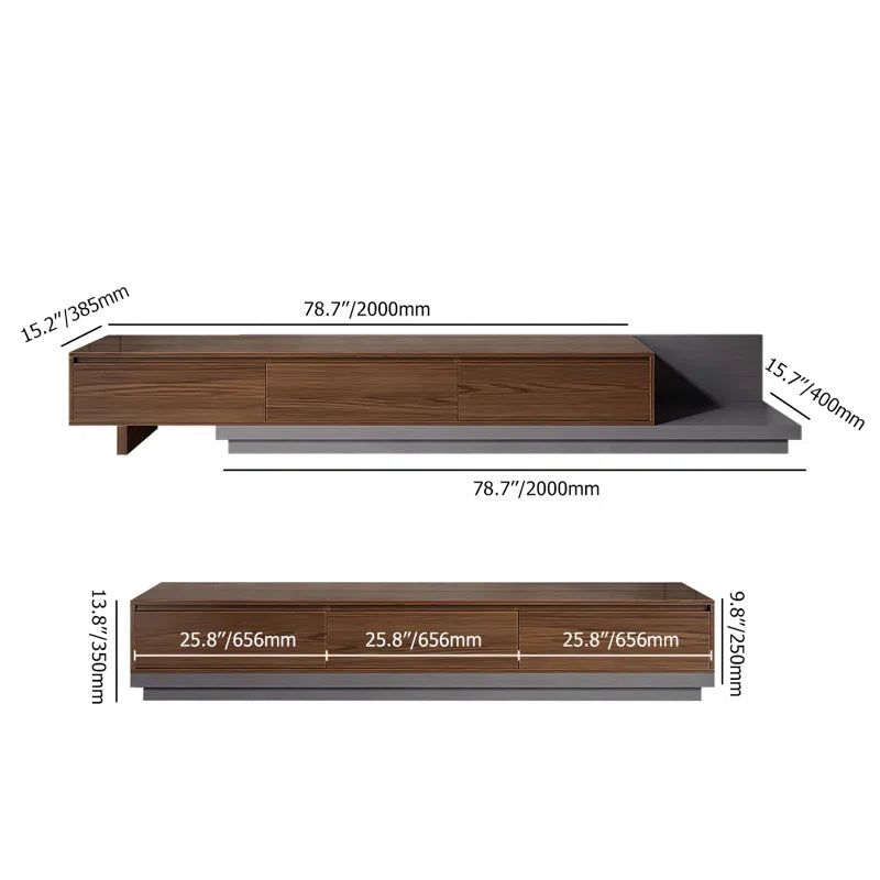 tv panel: 79"-130" Extendable TV Stand with Three Spacious Drawers