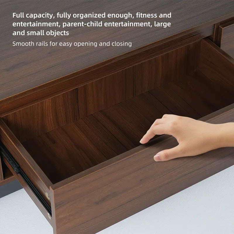 tv panel: 79"-130" Extendable TV Stand with Three Spacious Drawers