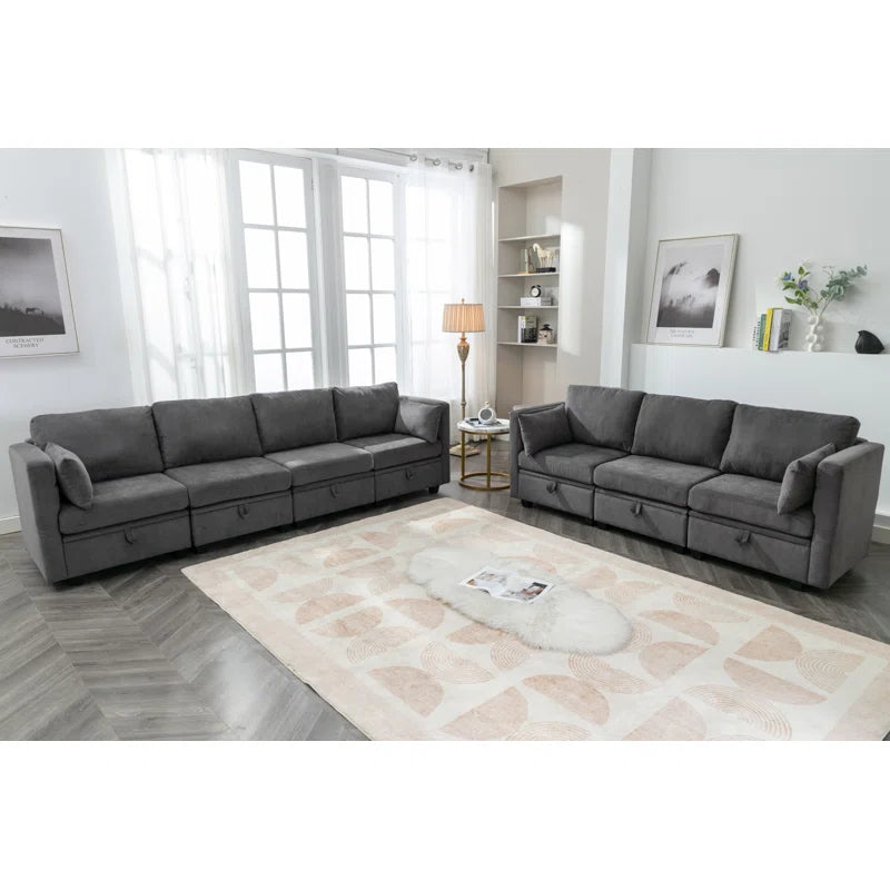 Luxury Sofa Sets: 7-Piece Modular Sectional Sofa Set with Storage and Toss Pillows