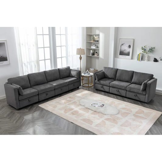 Luxury Sofa Sets: 7-Piece Modular Sectional Sofa Set with Storage and Toss Pillows