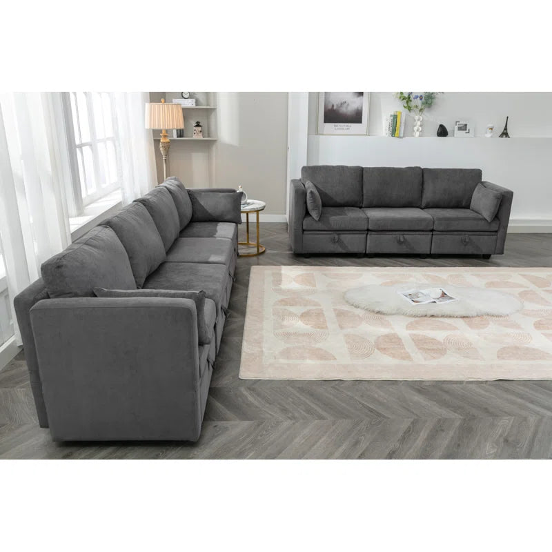 Luxury Sofa Sets: 7-Piece Modular Sectional Sofa Set with Storage and Toss Pillows