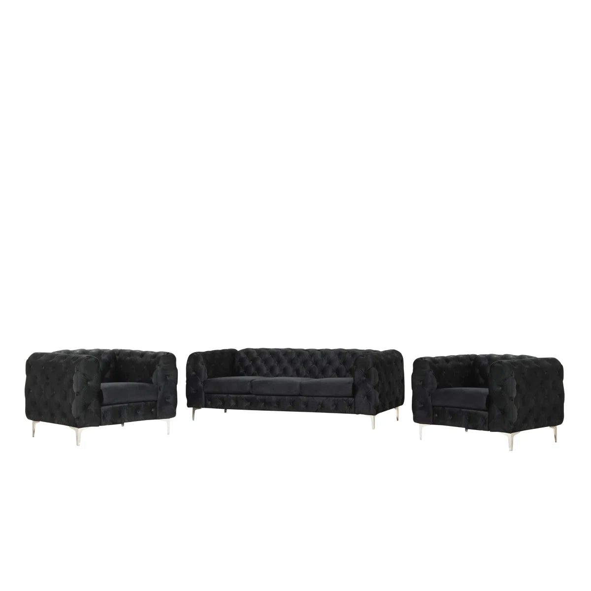 Designer Sofa Set: Mastercraft 3-Piece L-Shape Leather luxury Sofa Set with The side Chair