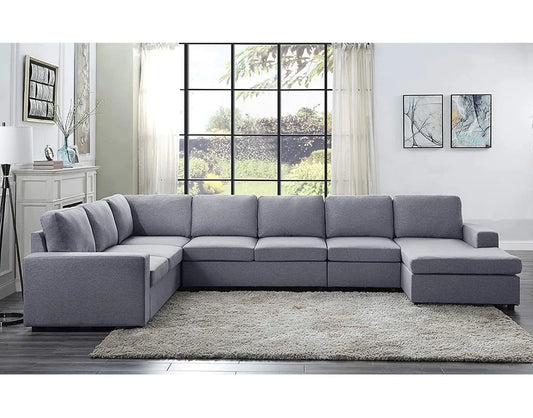 7 Seater Sofa Set: Linen Reversible Modular Sectional Couch