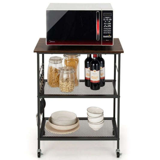 Microwave Stands: Kitchen Cart – Rolling Microwave Stand with Storage Drawers & Shelves