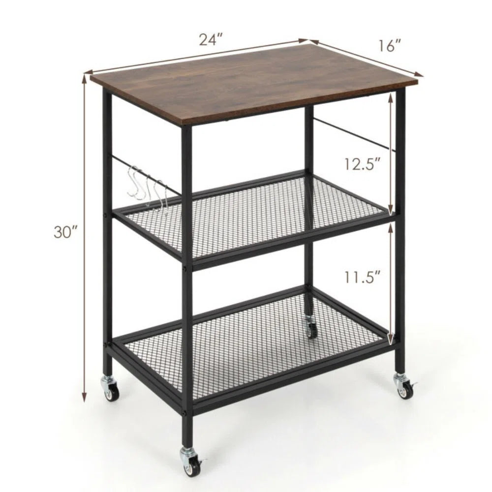 Microwave Stands: Kitchen Cart – Rolling Microwave Stand with Storage Drawers & Shelves
