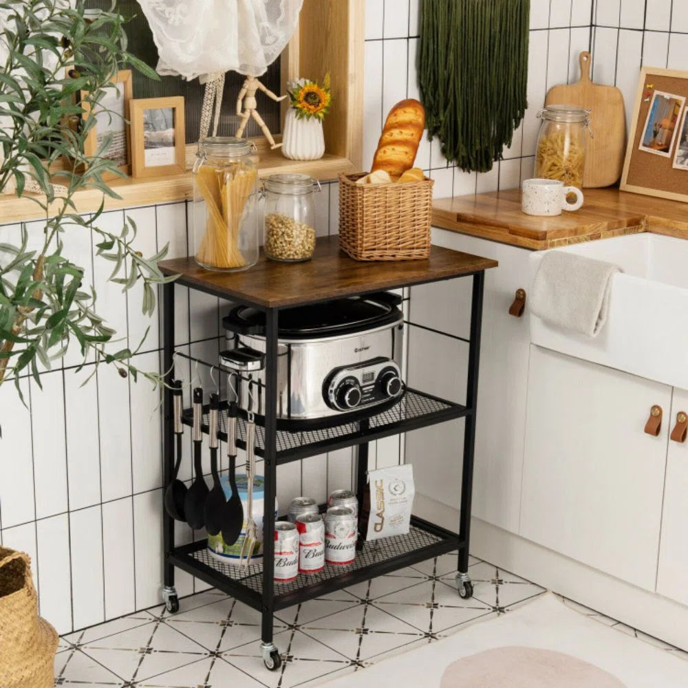 Microwave Stands: Kitchen Cart – Rolling Microwave Stand with Storage Drawers & Shelves