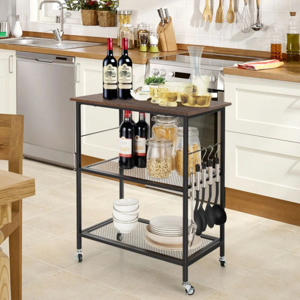 Microwave Stands: Kitchen Cart – Rolling Microwave Stand with Storage Drawers & Shelves