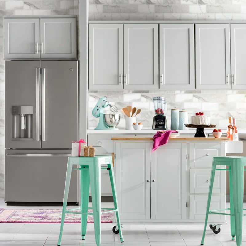 Kitchen Island Table: 53.75'' Wide Mobile Cart with Storage Drawers & Locking Wheels