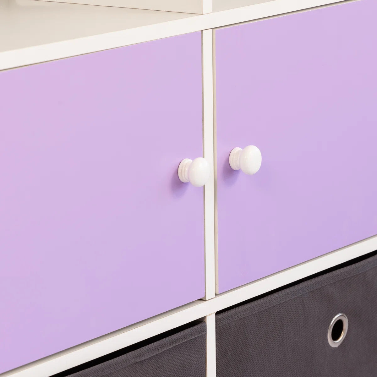 Kids Toy Storage Unit – Harper Orchard Dollhouse Bookcase with Bins in Purple & White