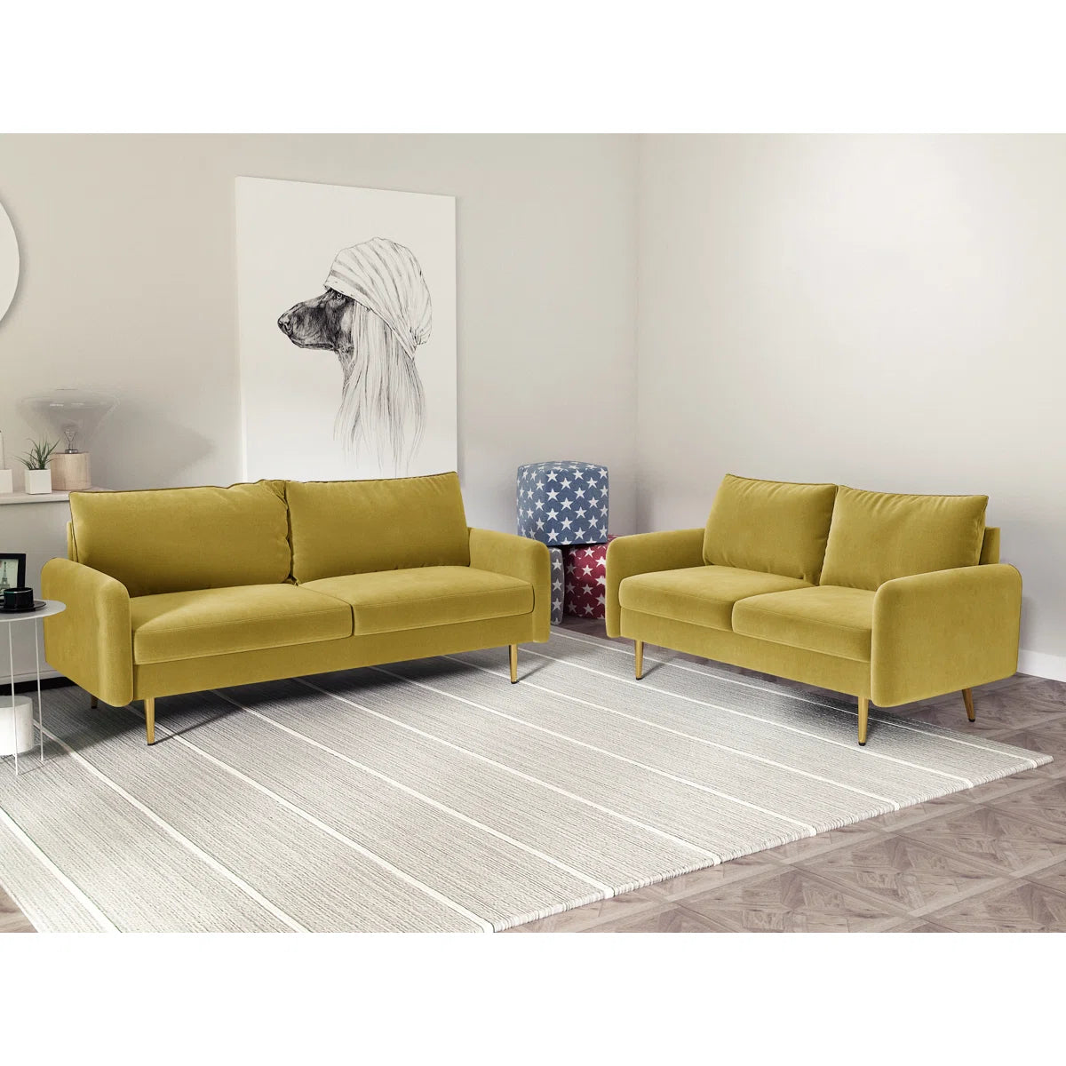 7 Seater Sofa Set: 2-Piece Velvet Living Room Furniture for Modern Comfort