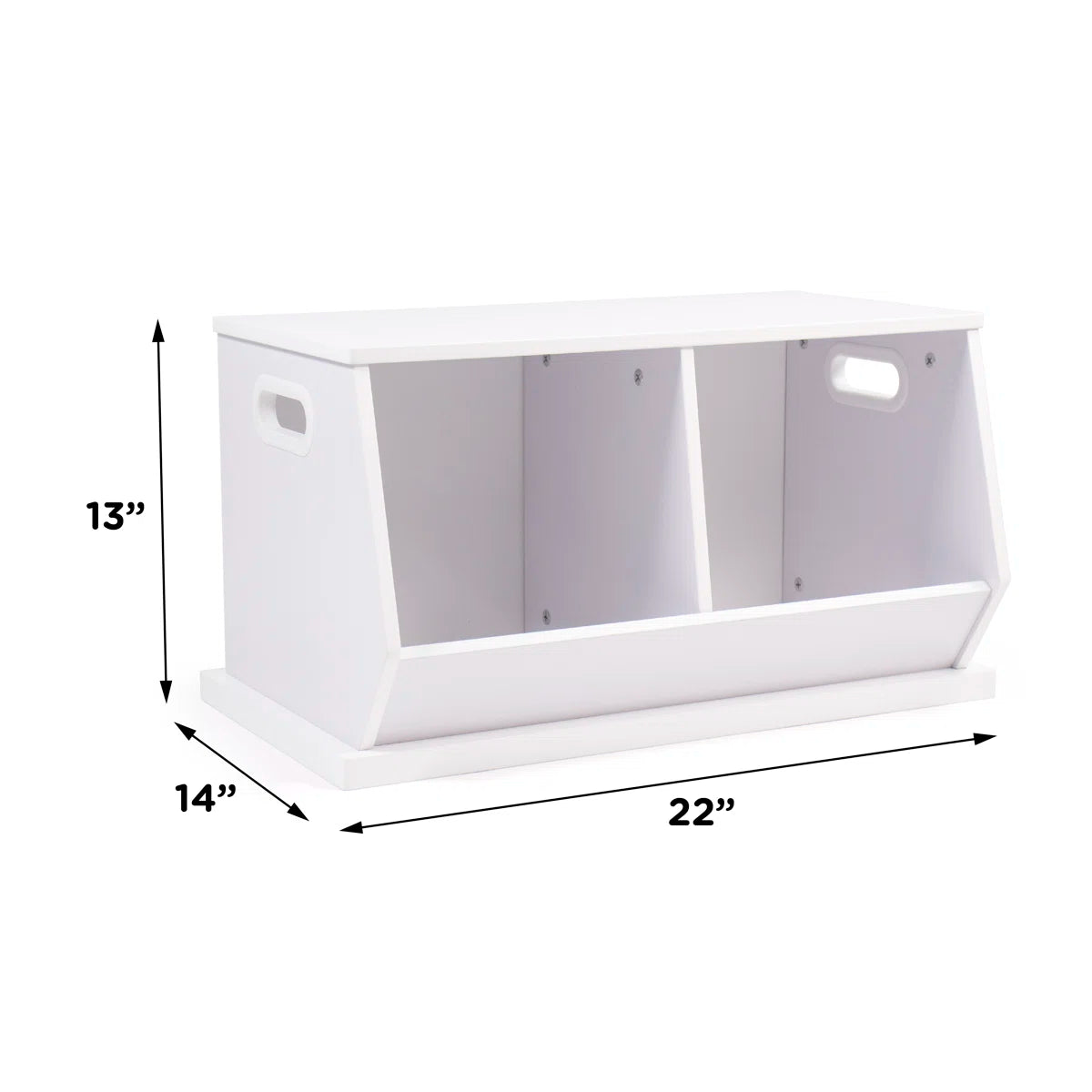 Kids Toy Storage Unit: 2-Compartment Wooden Organiser with Side Handles