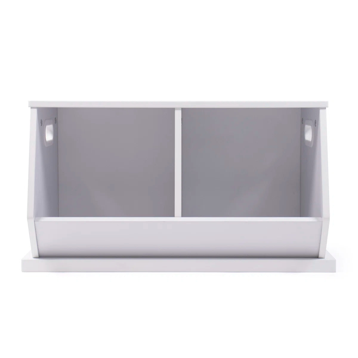 Kids Toy Storage Unit: 2-Compartment Wooden Organiser with Side Handles