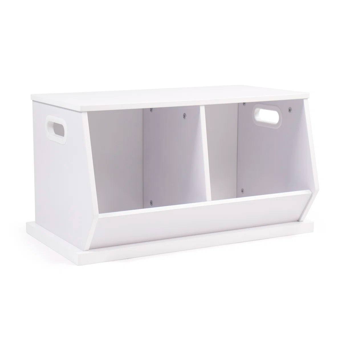 Kids Toy Storage Unit: 2-Compartment Wooden Organiser with Side Handles