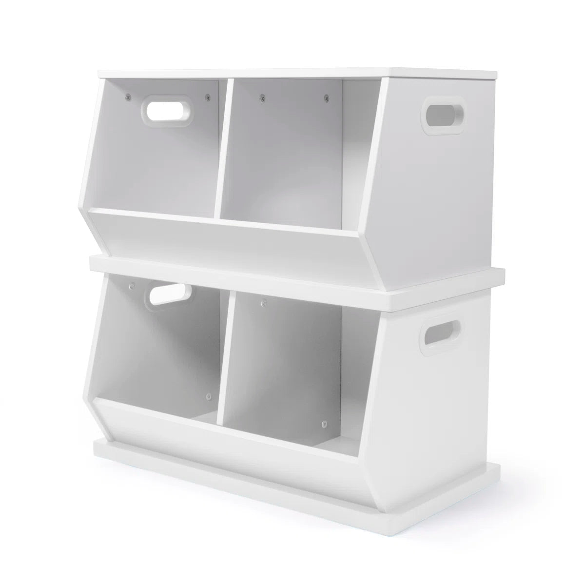 Kids Toy Storage Unit: 2-Compartment Wooden Organiser with Side Handles