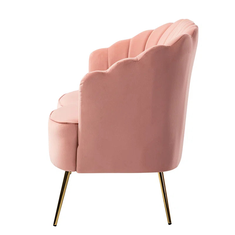 Luxury Sofa Sets: Pink Velvet 3-Piece Glam Barrel Living Room Set with Gold Legs