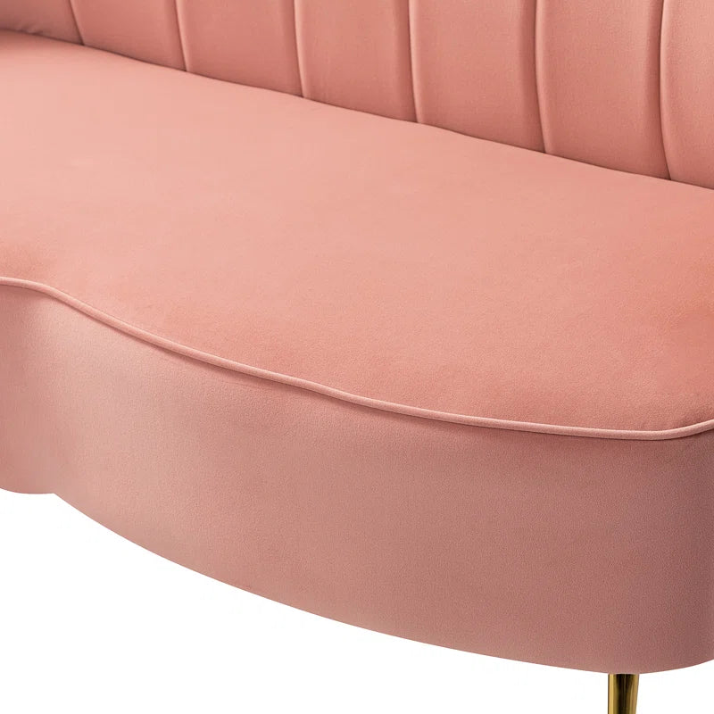Luxury Sofa Sets: Pink Velvet 3-Piece Glam Barrel Living Room Set with Gold Legs