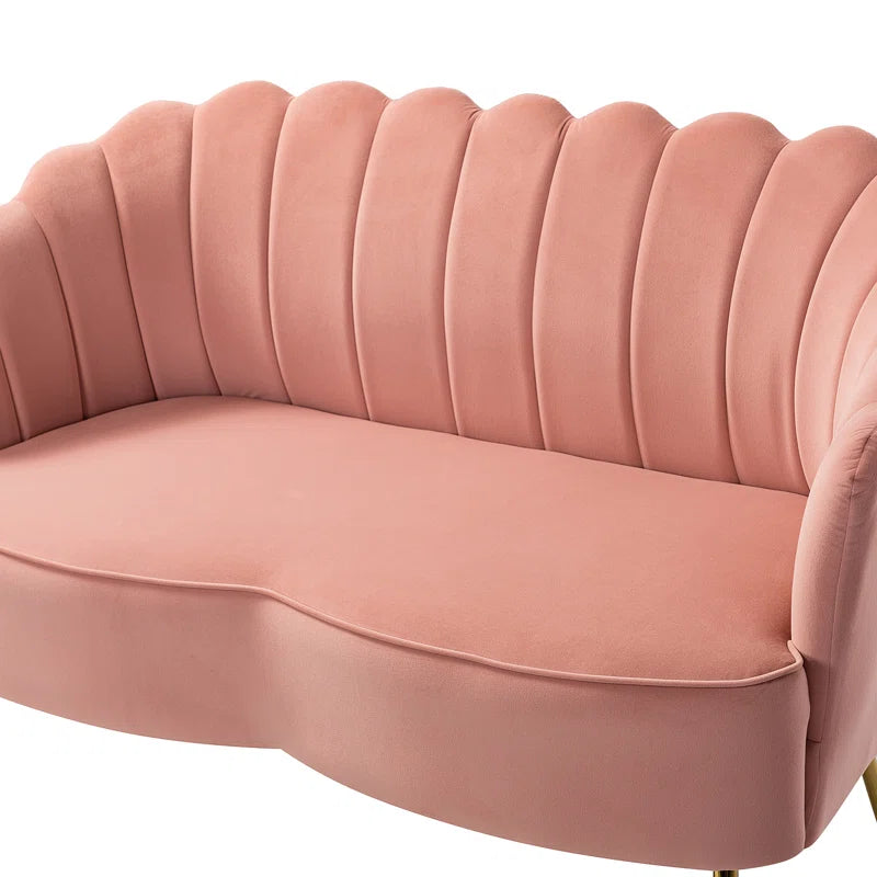 Luxury Sofa Sets: Pink Velvet 3-Piece Glam Barrel Living Room Set with Gold Legs