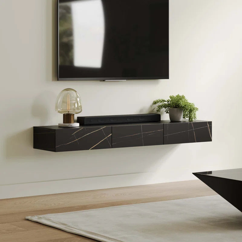 tv panel: Wall Mounted TV Console with Drawers, Solid Wood, Fully Assembled Design
