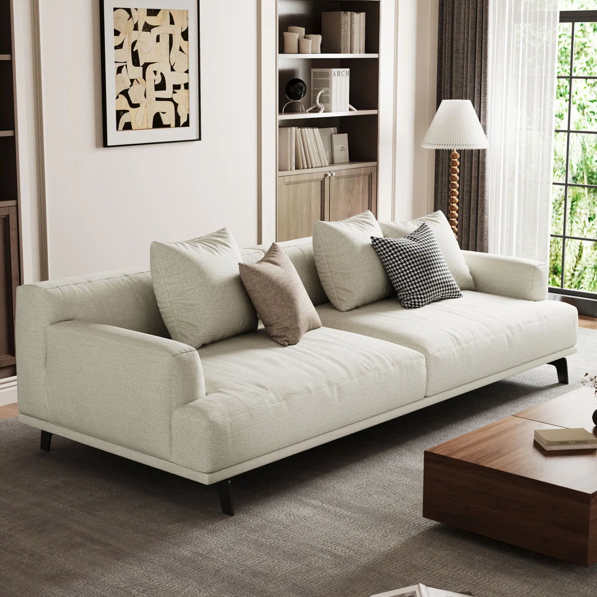 Luxury Sofa Sets: Off-White Linen Modular Sofa Set with Chaise, 3 Sofas & Loveseat