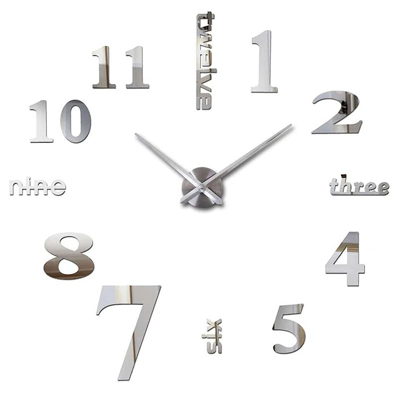 Home Decor: 3D Wall Clock Silver