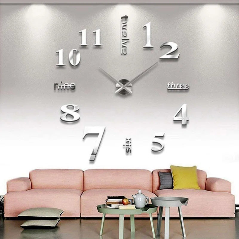 Home Decor: 3D Wall Clock Silver