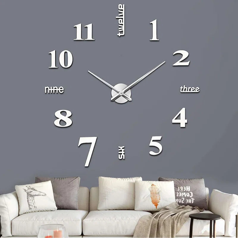 Home Decor: 3D Wall Clock Silver