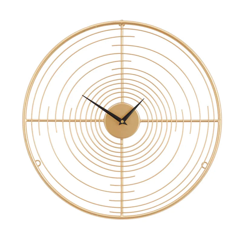 Home Decor: Gold Metal Wall Clock Round