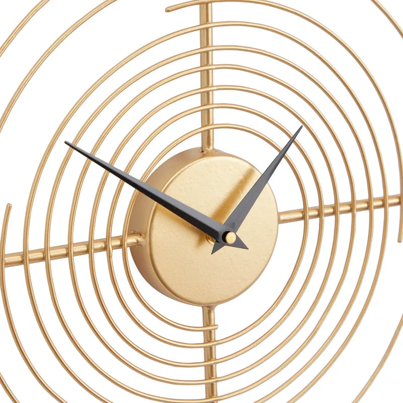 Home Decor: Gold Metal Wall Clock Round