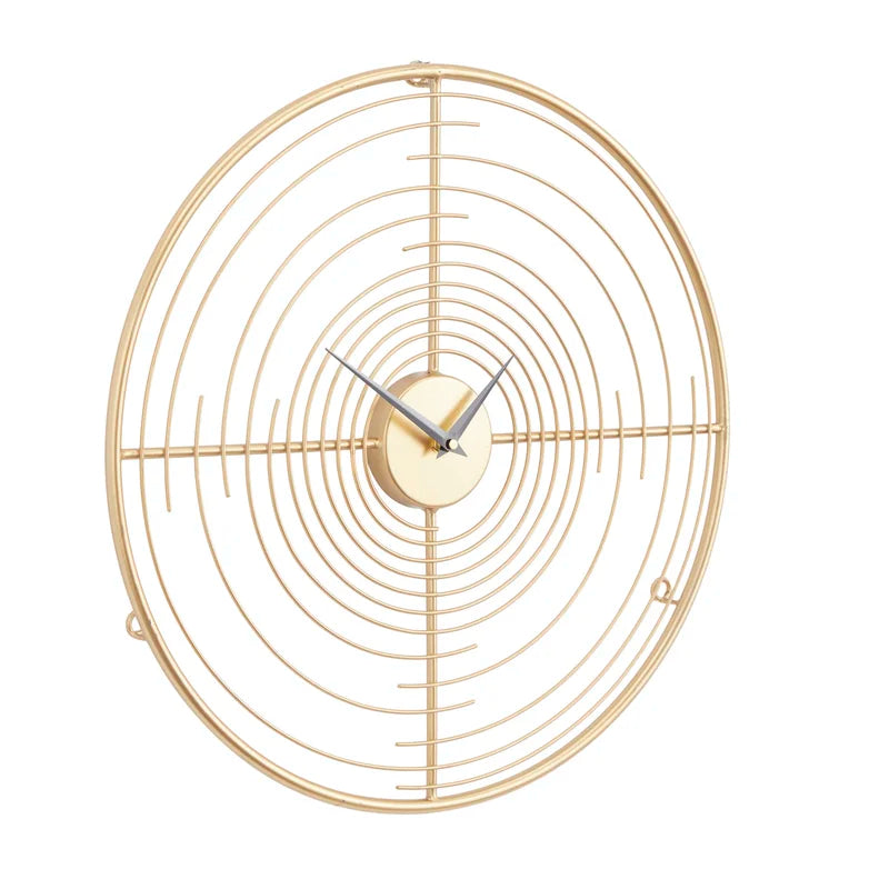 Home Decor: Gold Metal Wall Clock Round