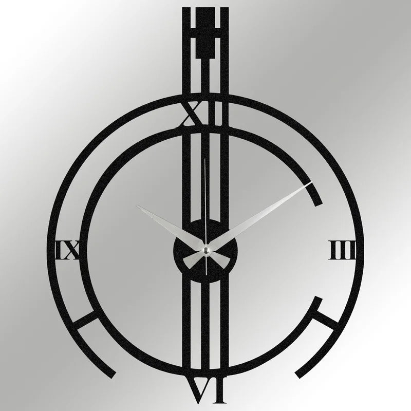 Home Decor: Metal Wall Clock Black