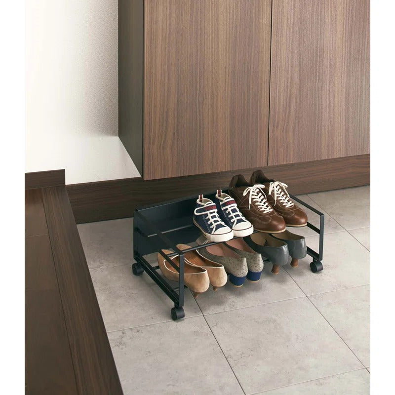 Shoe Rack: Home Rolling Shoe Rack, Steel, Holds 4 shoes, 6 heels, Wheels