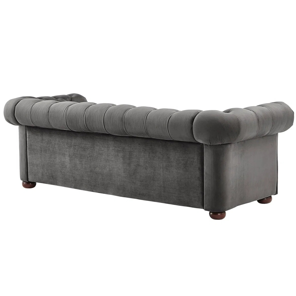 Luxury Sofa Sets: Velvet Tufted Sofa & Loveseat Set with Rolled Arms – Dark Grey