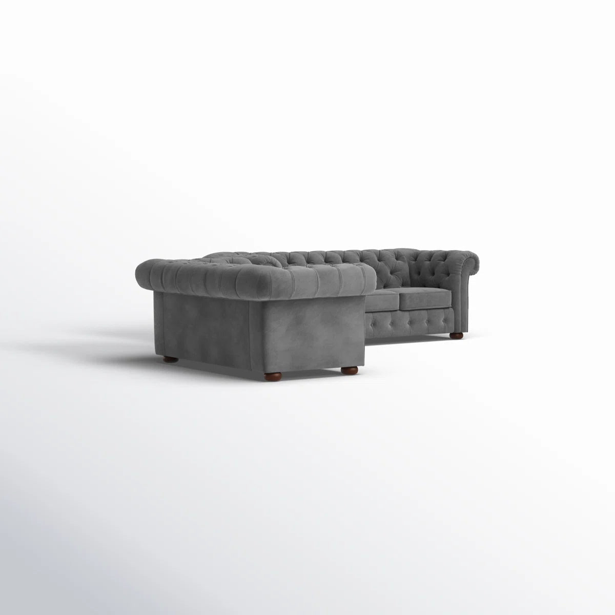 Luxury Sofa Sets: Velvet Tufted Sofa & Loveseat Set with Rolled Arms – Dark Grey