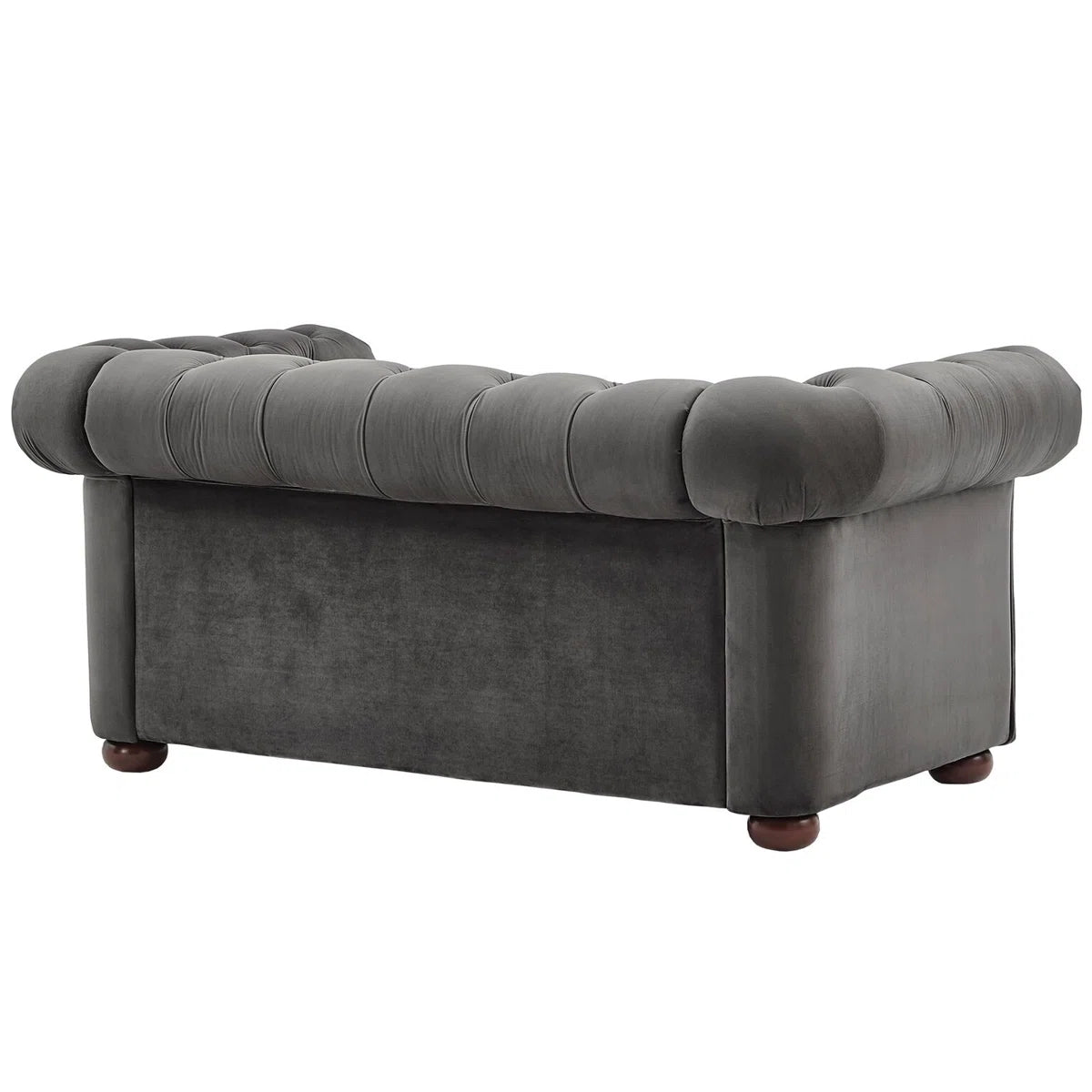 Luxury Sofa Sets: Velvet Tufted Sofa & Loveseat Set with Rolled Arms – Dark Grey
