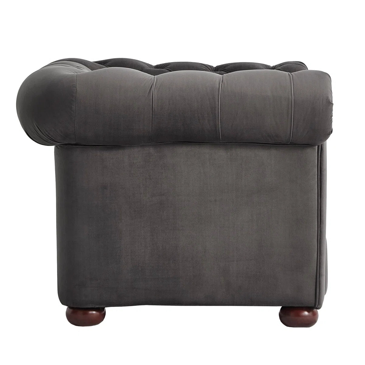 Luxury Sofa Sets: Velvet Tufted Sofa & Loveseat Set with Rolled Arms – Dark Grey