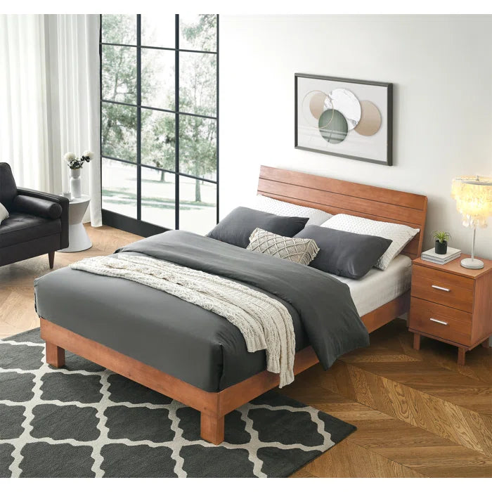 Hydraulic Bed: Addis Platform Bed with Adjustable Height Headboard for Bedroom