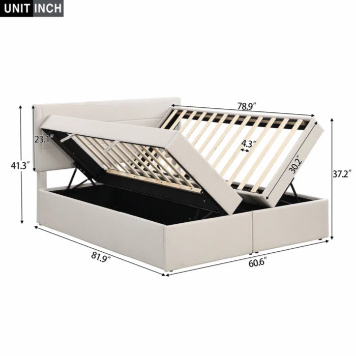 Hydraulic Bed: Aristida Upholstered Storage Bed