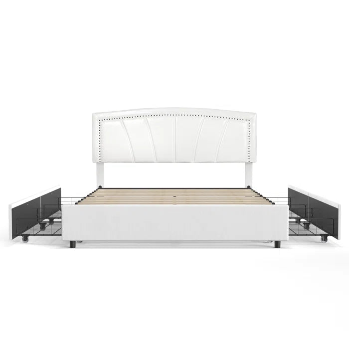 Hydraulic Bed: Faux Leather Storage Bed Queen Size