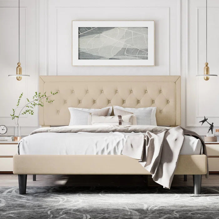 Hydraulic Bed: Hegg Tufted Upholstered Platform Bed