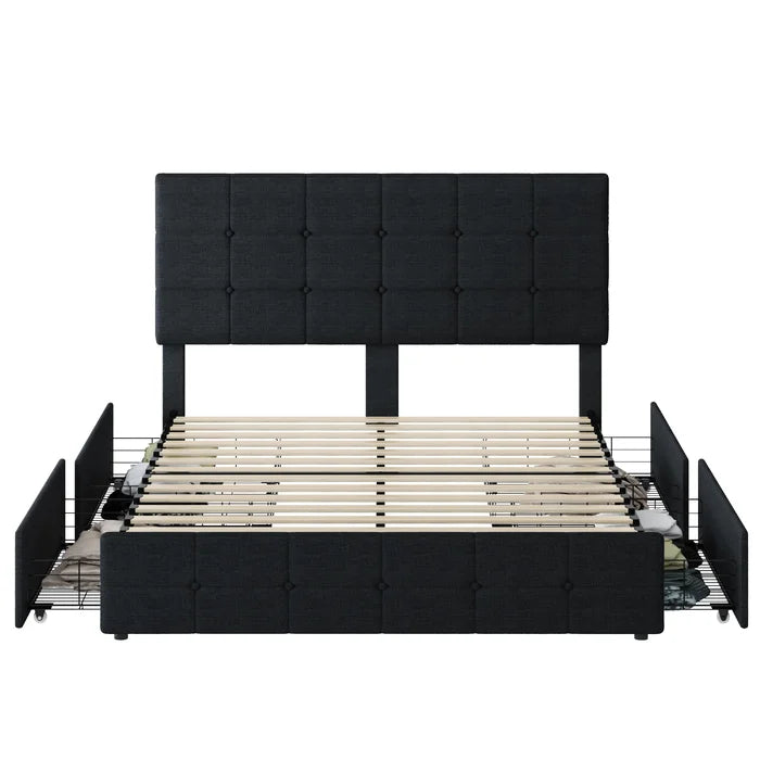 Hydraulic Bed Kendal Tufted Upholstered Storage Platform Bed with Adjustable Headboard
