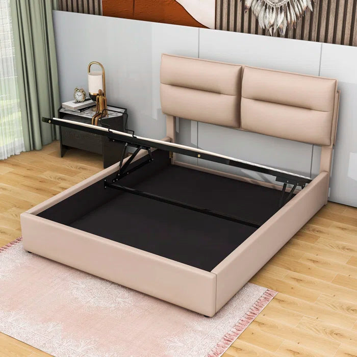 Hydraulic Bed: Upholstered Platform bed with a Hydraulic Storage System