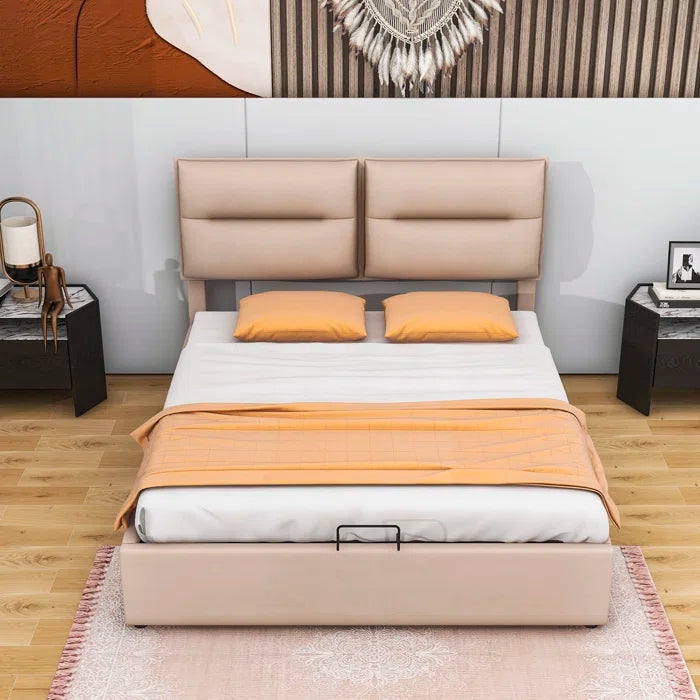Hydraulic Bed: Upholstered Platform bed with a Hydraulic Storage System